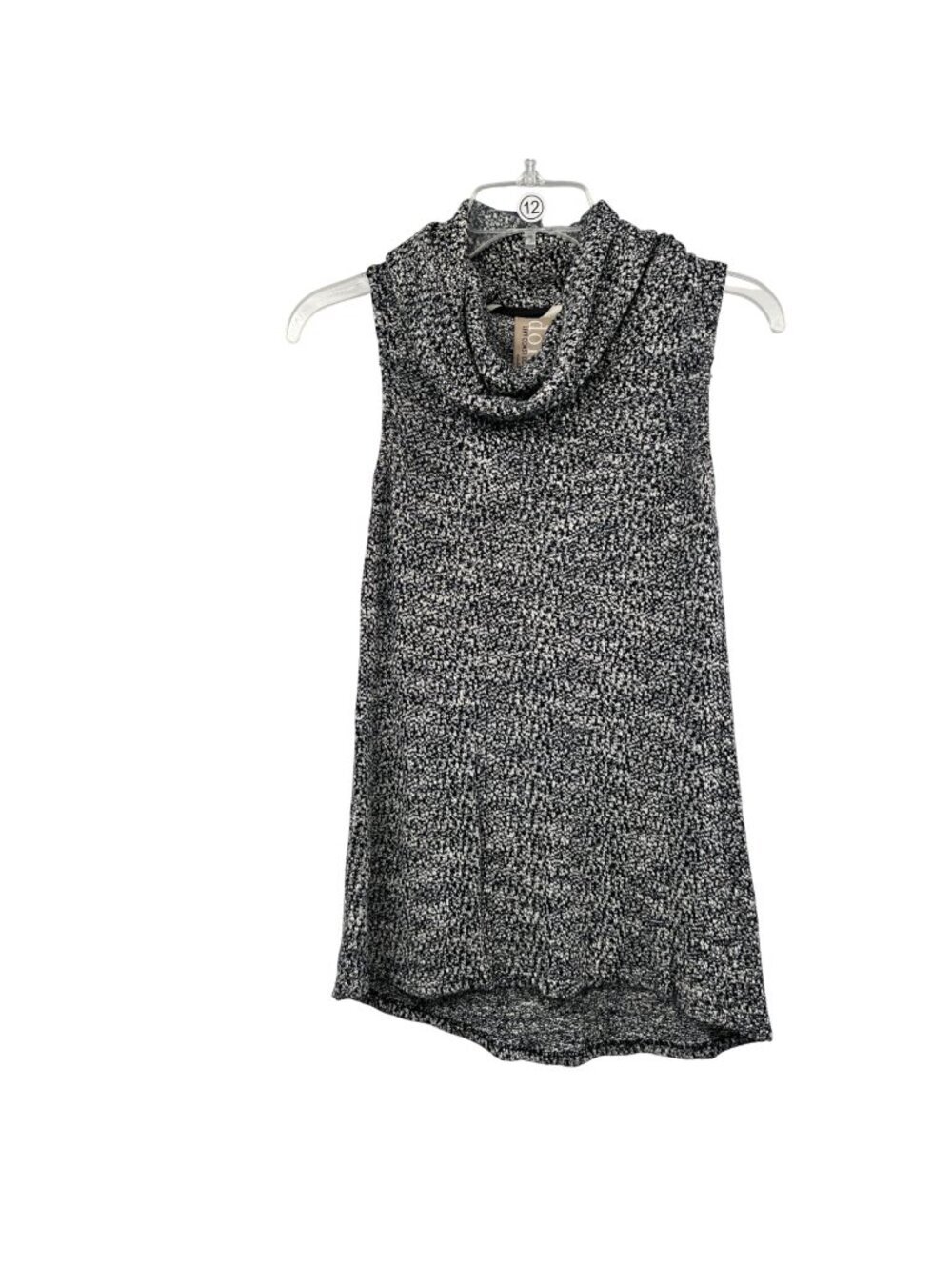 Dolan Left Coast Collection Sleeveless Sweater Cowl Neck Marled Black/White XS